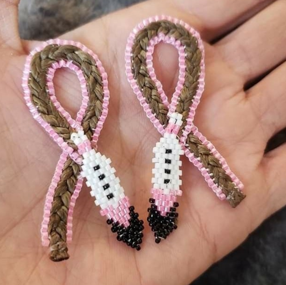 Flat beaded Sweetgrass ( breast Cancer awareness)